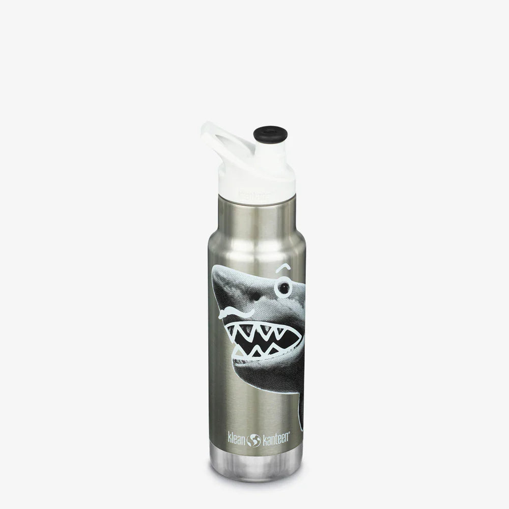 Klean Kanteen Classic 355ml Insulated Kids Water Bottle With Mr Shark Pattern